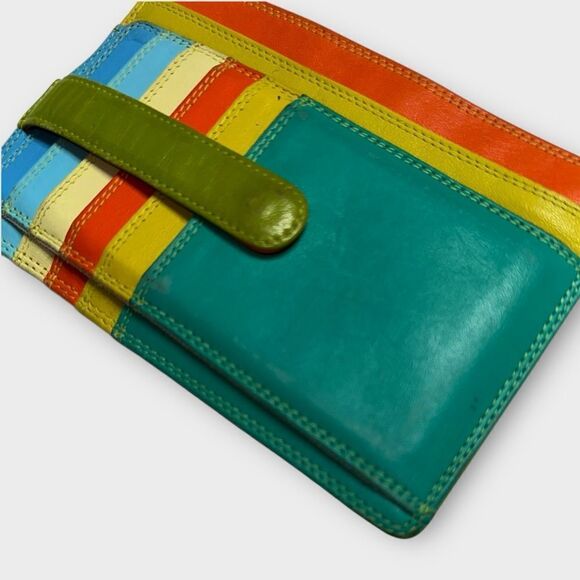 Multicolored Mywalit butter soft leather bifold credit card holder and zip purse - Picture 7 of 10